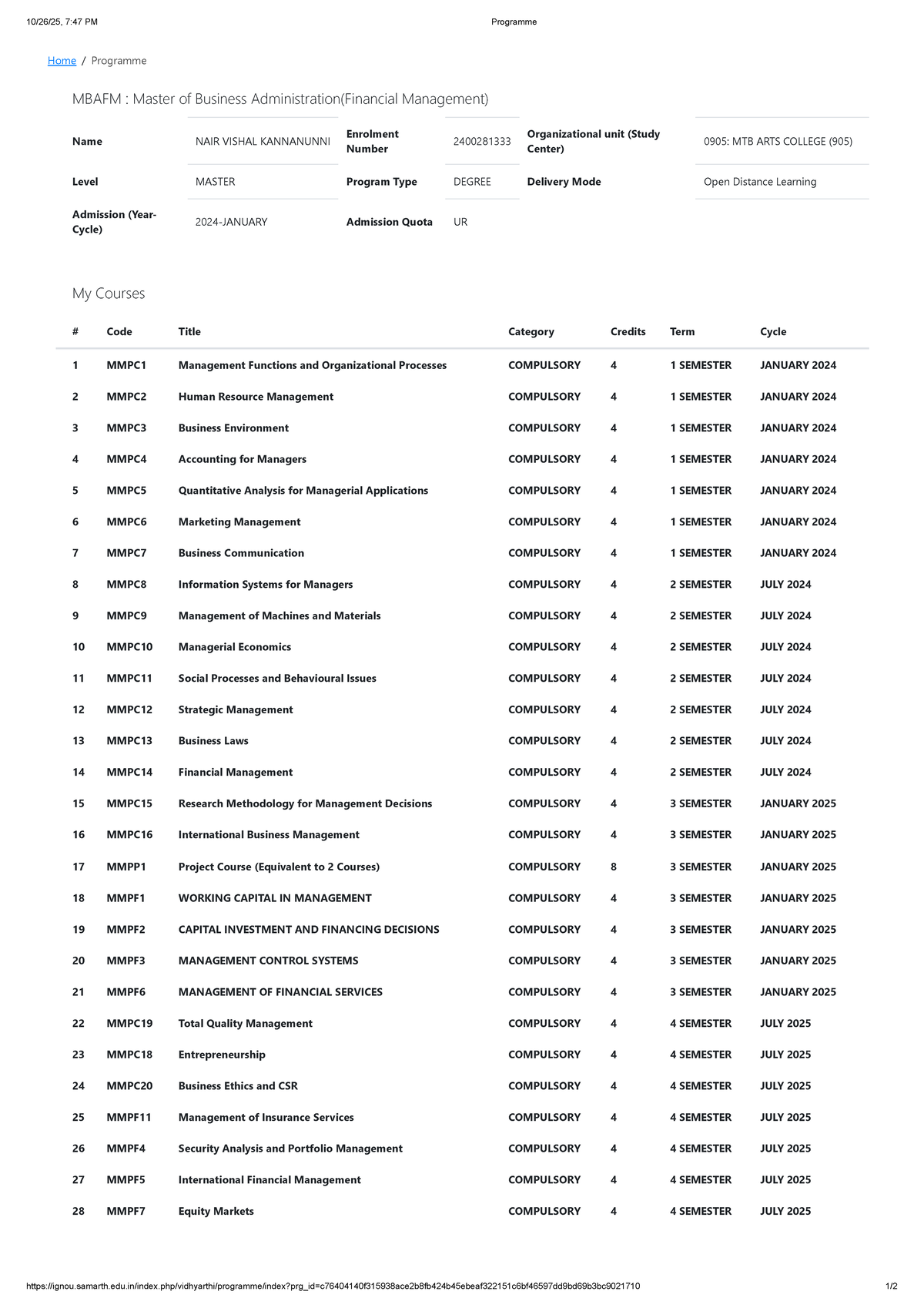 MBAFM Programme Overview: Master of Business Administration (Financial ...