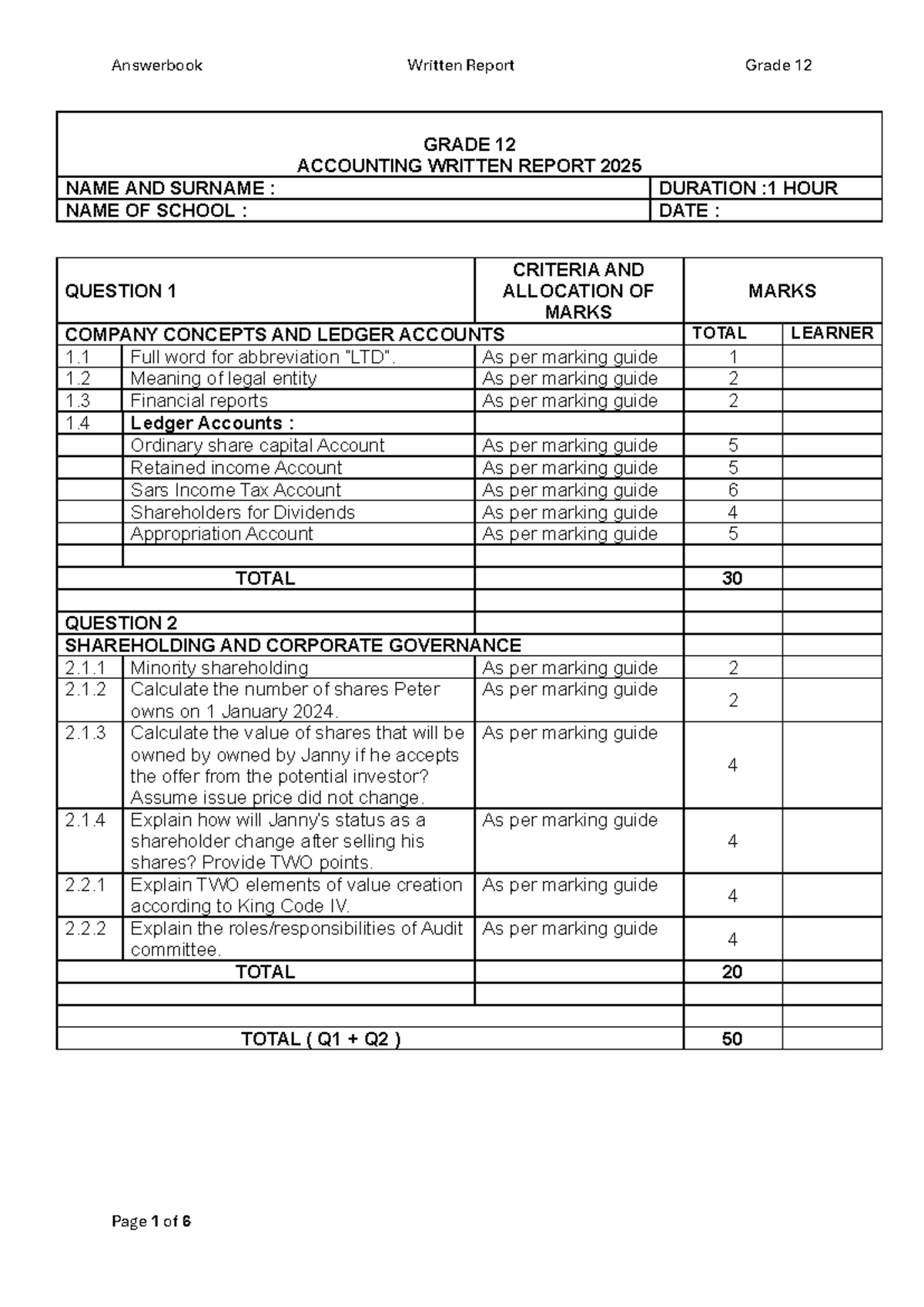 2025 ACC Grade 12 Written Report AB - GRADE 12 ACCOUNTING WRITTEN ...