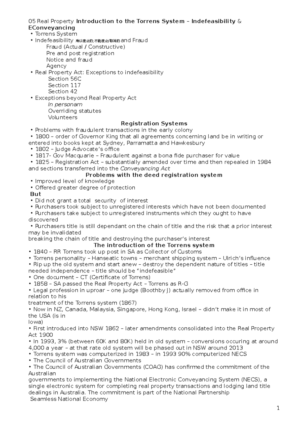 Real Property Law (05) - Overview of the Torrens System ...