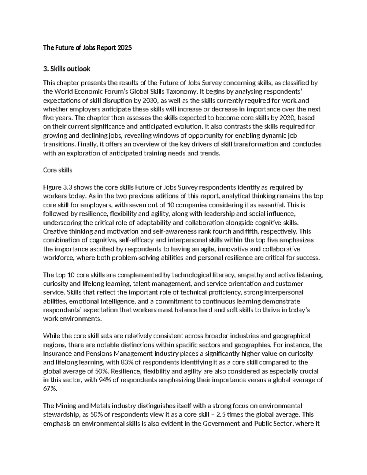 The Future of Jobs Report 2025: Skills Outlook Analysis - Studocu