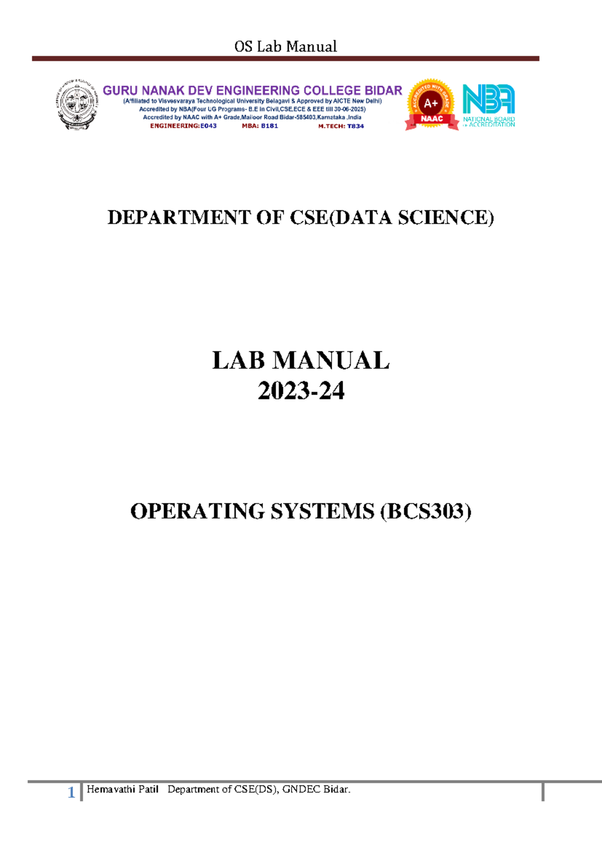 OS BCS303 Lab Manual: C Programs for Process Management & IPC - Studocu