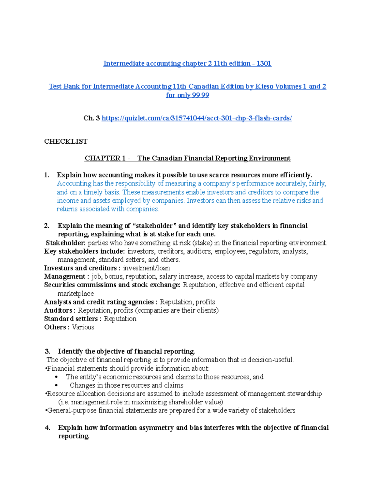 Acc 1301 - Review for Test 1: Intermediate Accounting Chapter 2 & 3 ...