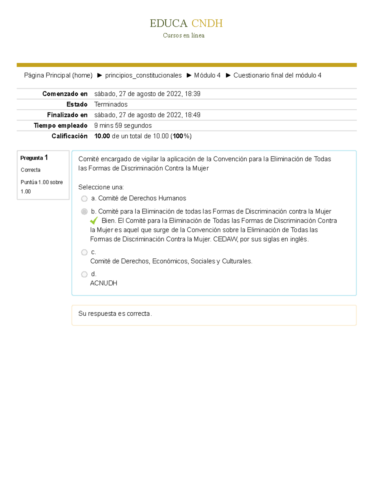 Cuestionario Final del Módulo 4: Derechos Humanos en el Servicio Público - Document Preview