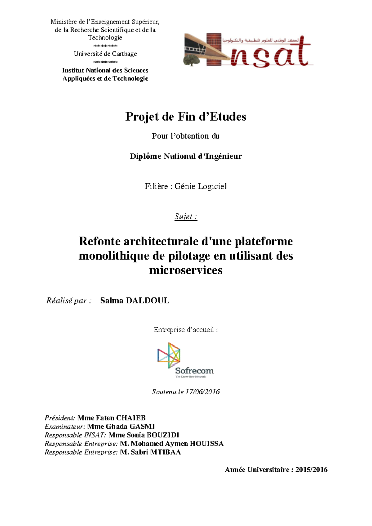 Rapport de Projet de Fin d'Études (PFE) en Génie Logiciel : Refonte d ...
