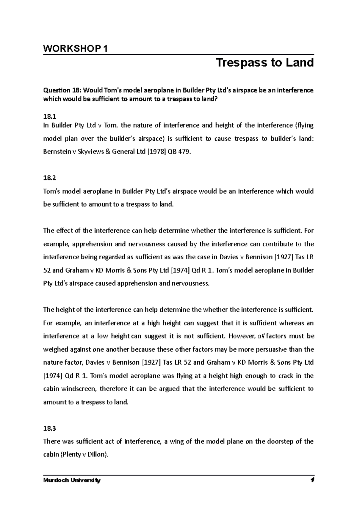 WS1: Legal Analysis on Trespass to Land involving Model Aeroplanes ...
