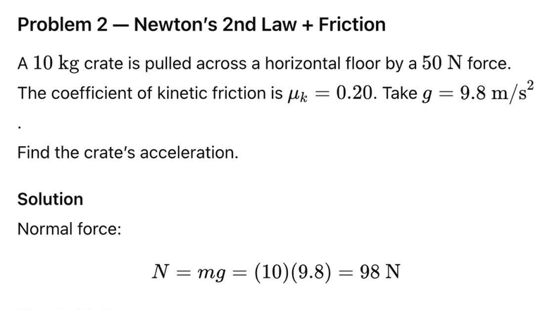 Physics 101: Problem 2 - 2nd Law & Friction Analysis - Studocu