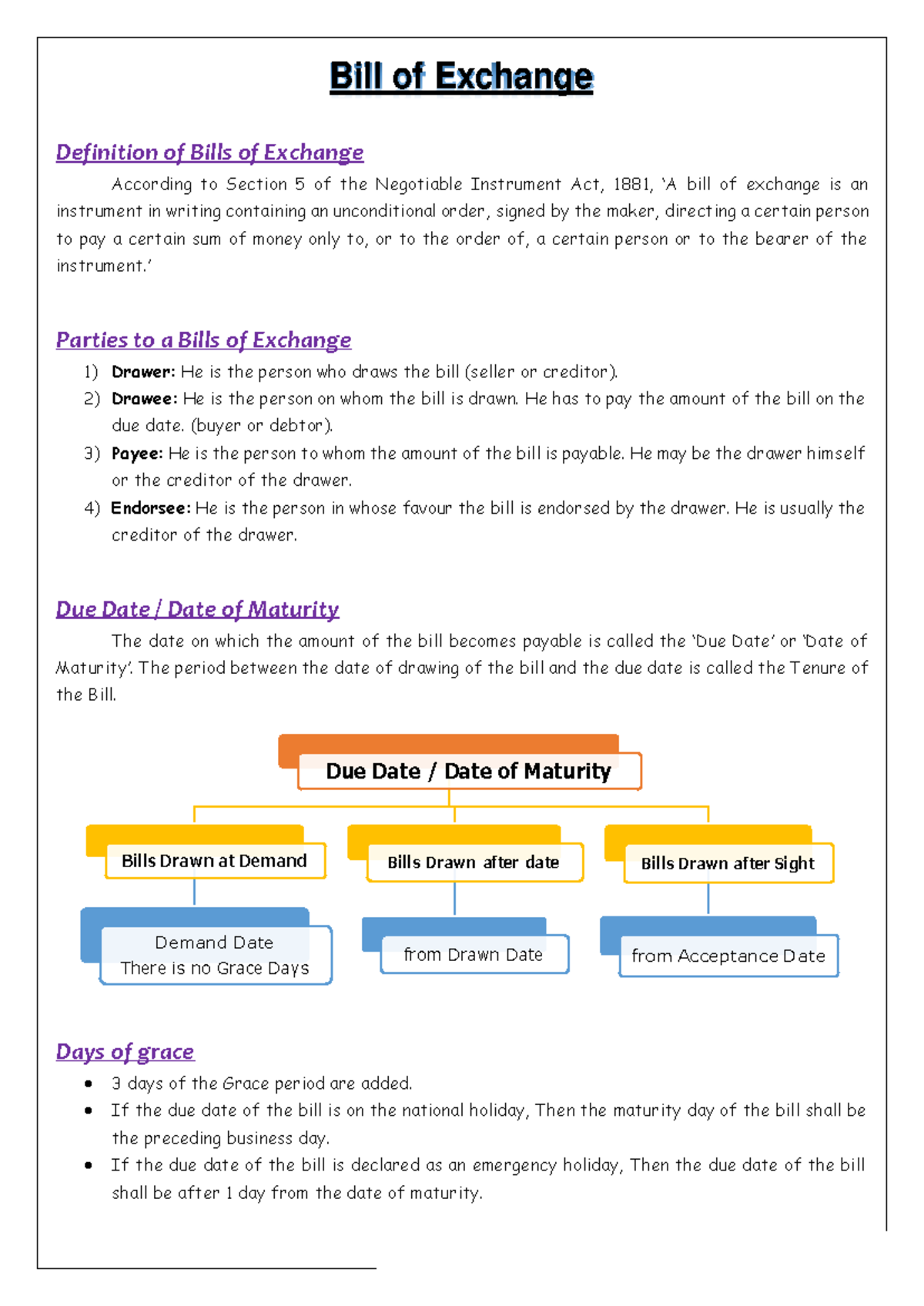 Bill of Exchange (3) (1) (1) - Definition of Bills of Exchange ...
