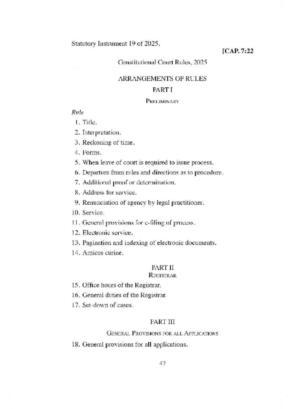 Constitutional Court Rules 2025: Statutory Instrument 19 Overview - Studocu