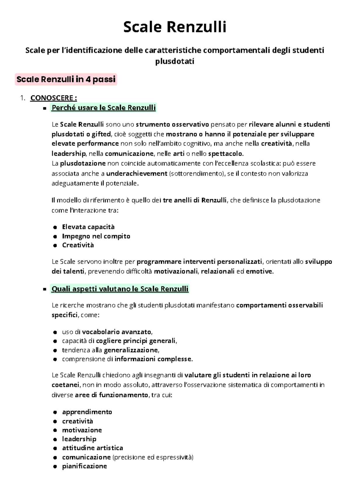 Scale Renzulli: Identificazione e Valutazione degli Studenti Plusdotati ...