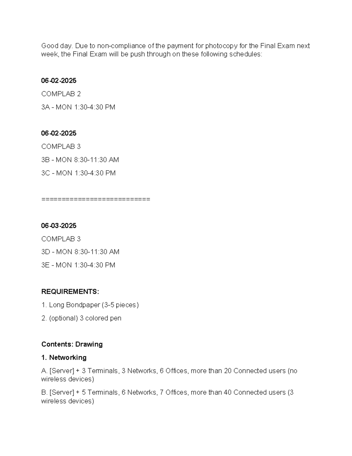 Final Exam Schedule & Requirements for COMPLAB 2 & 3 - Studocu