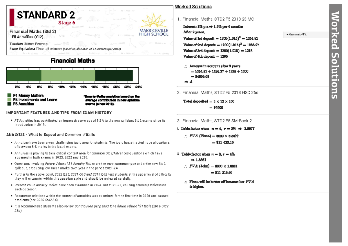 Annuities Analysis & Tips for STD2 F5 Financial Maths Exam - Studocu