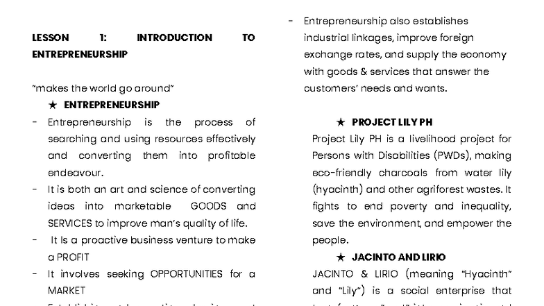 Entrep 101: Lessons 1-4 on Entrepreneurship Fundamentals - Studocu