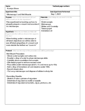 BIOL 258 Lab Worksheet: Simple and Negative Staining Procedures - Studocu