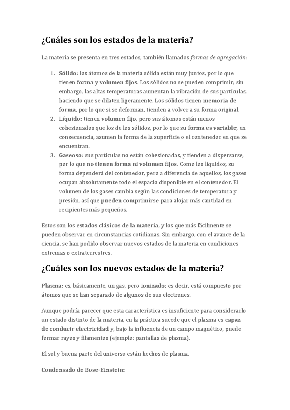 Química - Estados de la Materia y Cambios de Estado - Studocu