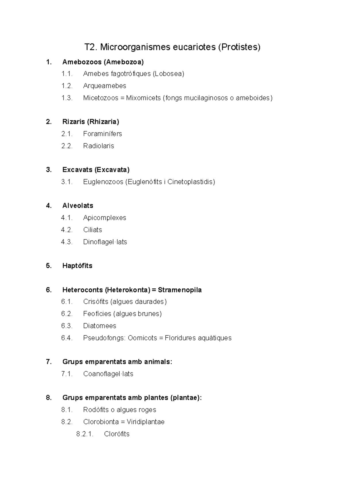 BOS - T2. Microorganismes eucariotes (Protistes) - T2. Microorganismes ...