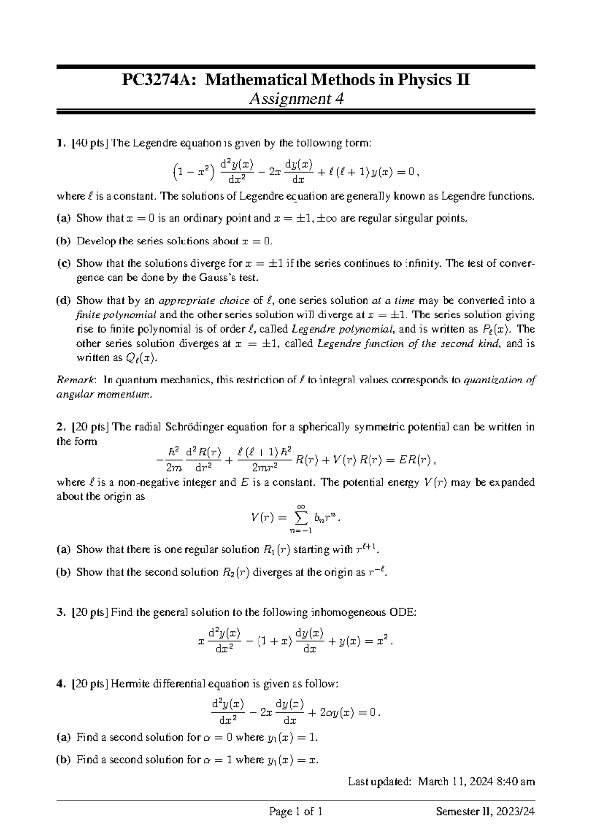 PC3274A-2024-Math-Methods-Physics-II-Assignment-04 - Studocu