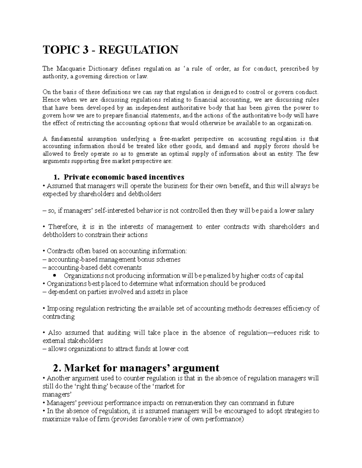 Chapter 3 regulation 305 - TOPIC 3 - REGULATION The Macquarie ...