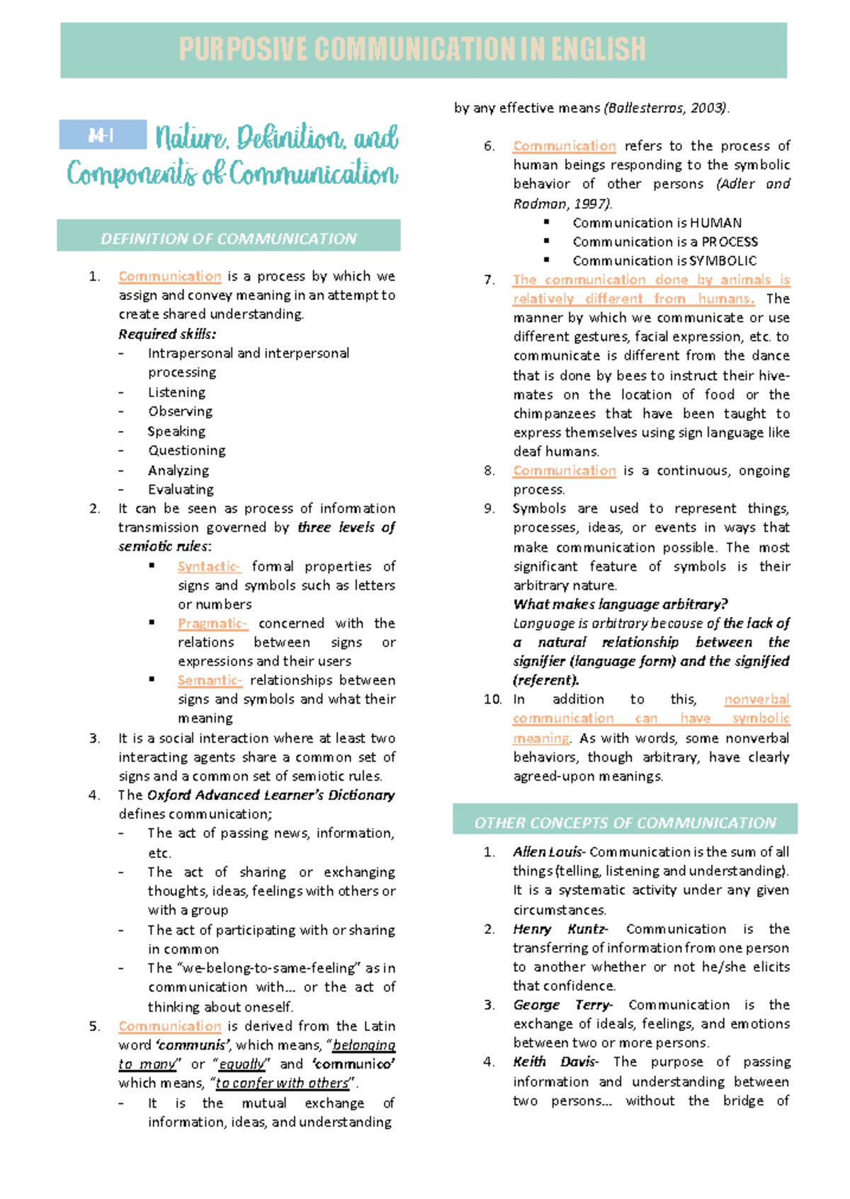 Purposive Communication (PCOM) Comprehensive Lecture Notes - Studocu