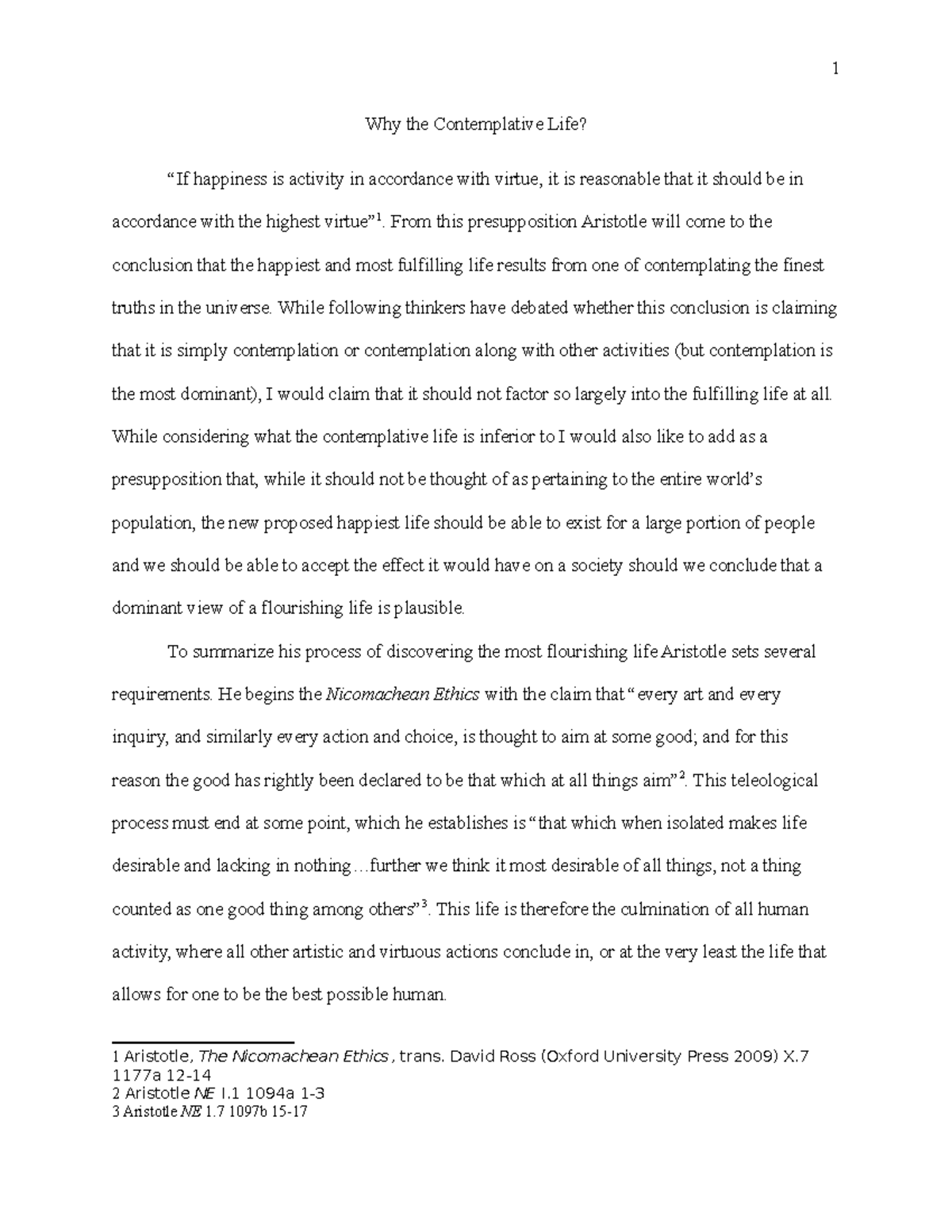 PHIL 101 Essay Notes: A Critical Examination of the Contemplative Life ...