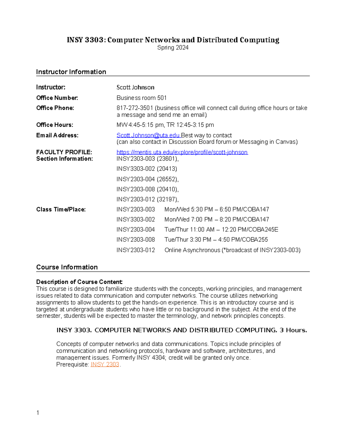 Spring 2024 INSY 3303: Computer Networks & Distributed Computing ...