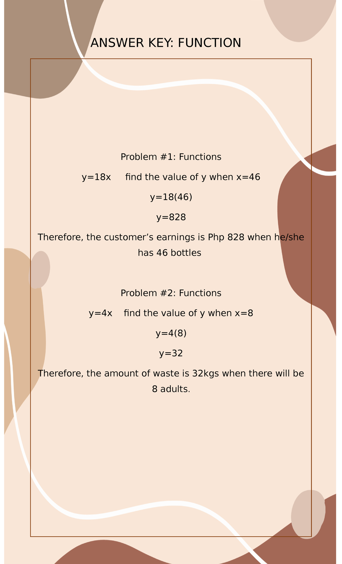 Okay Math - an example of a portfolio - ANSWER KEY: FUNCTION Problem #1 ...