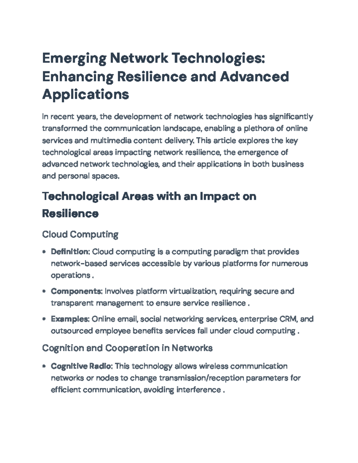 Emerging Network Technologies (ENT-2023): Resilience & Applications ...