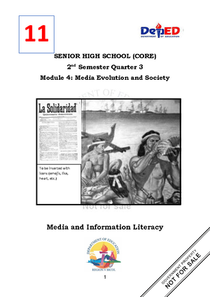 MIL reviewer subqa - Media and Literacy notes - MEDIA AND INFORMATION ...
