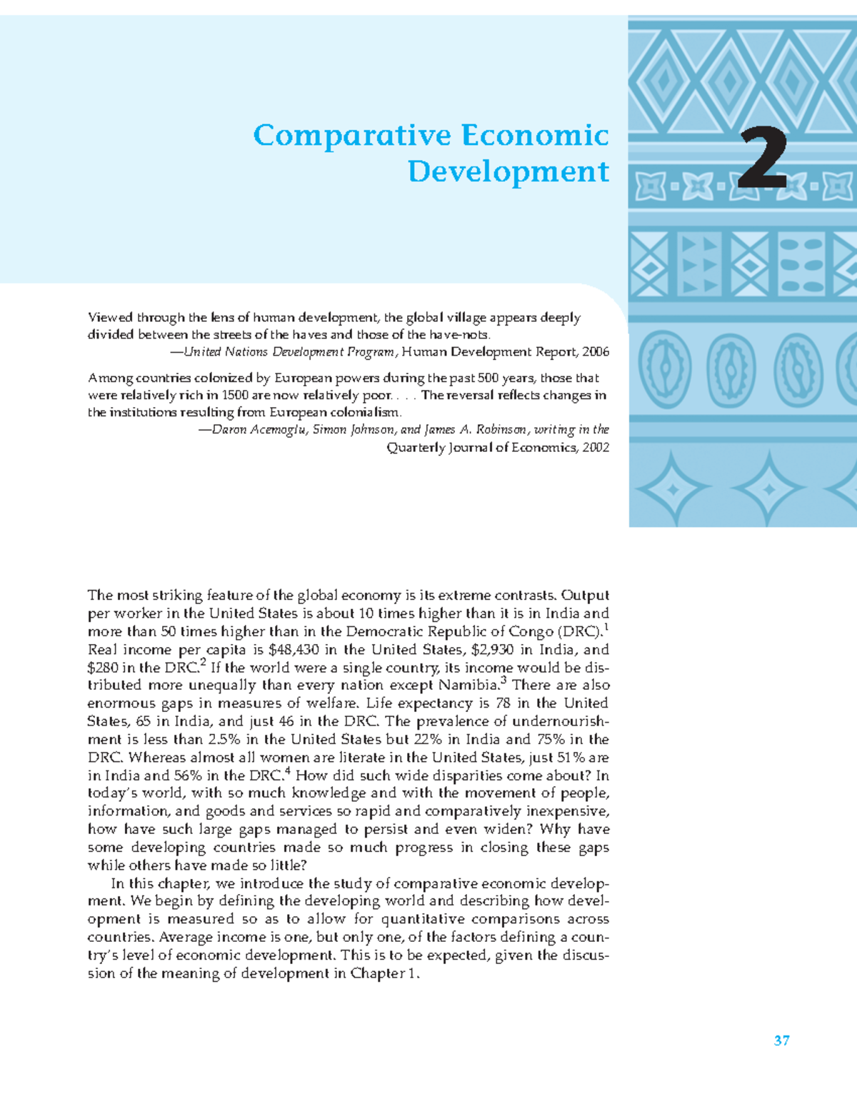 Comparative Economic Development 2: Insights on Human Development ...