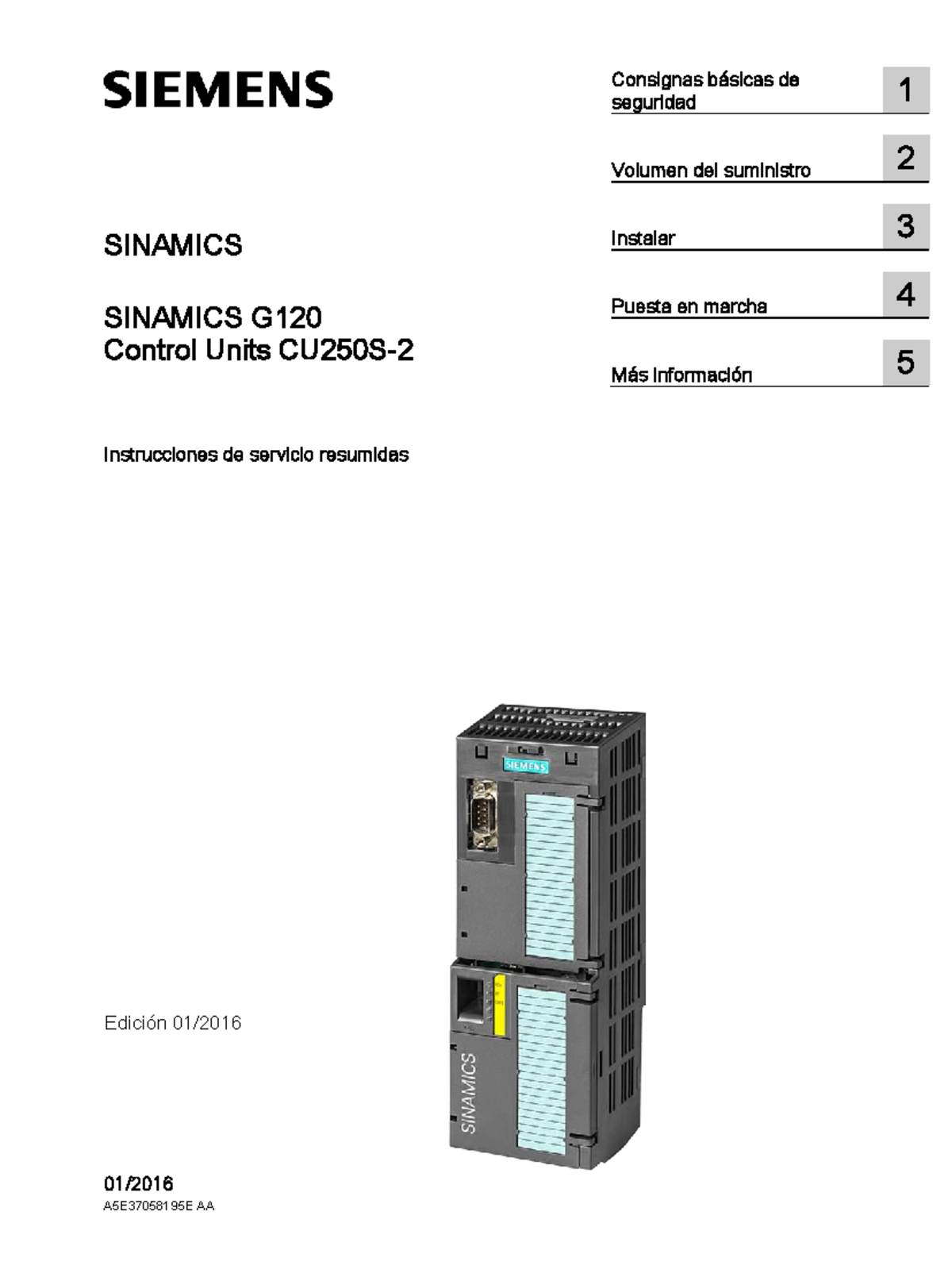 Control Units G120: Instrucciones de Servicio y Seguridad Resumidas ...