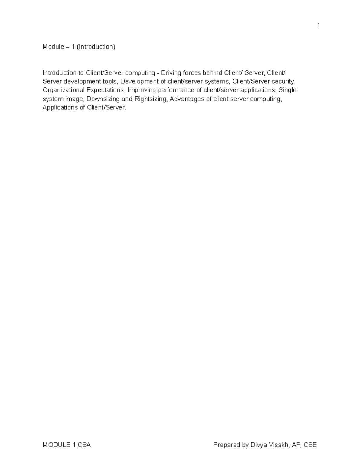 Module 1 CSA - Client/Server Architecture Overview and Key Concepts ...