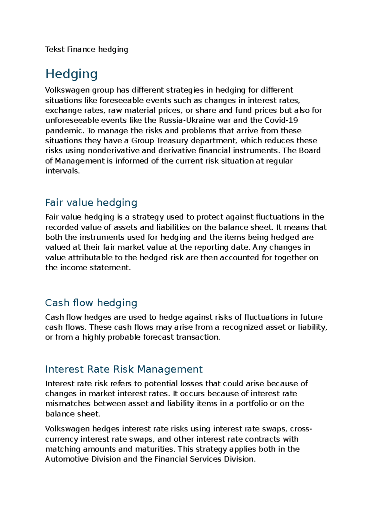 Finance 101: Hedging Strategies of Volkswagen Group for Risk Management ...