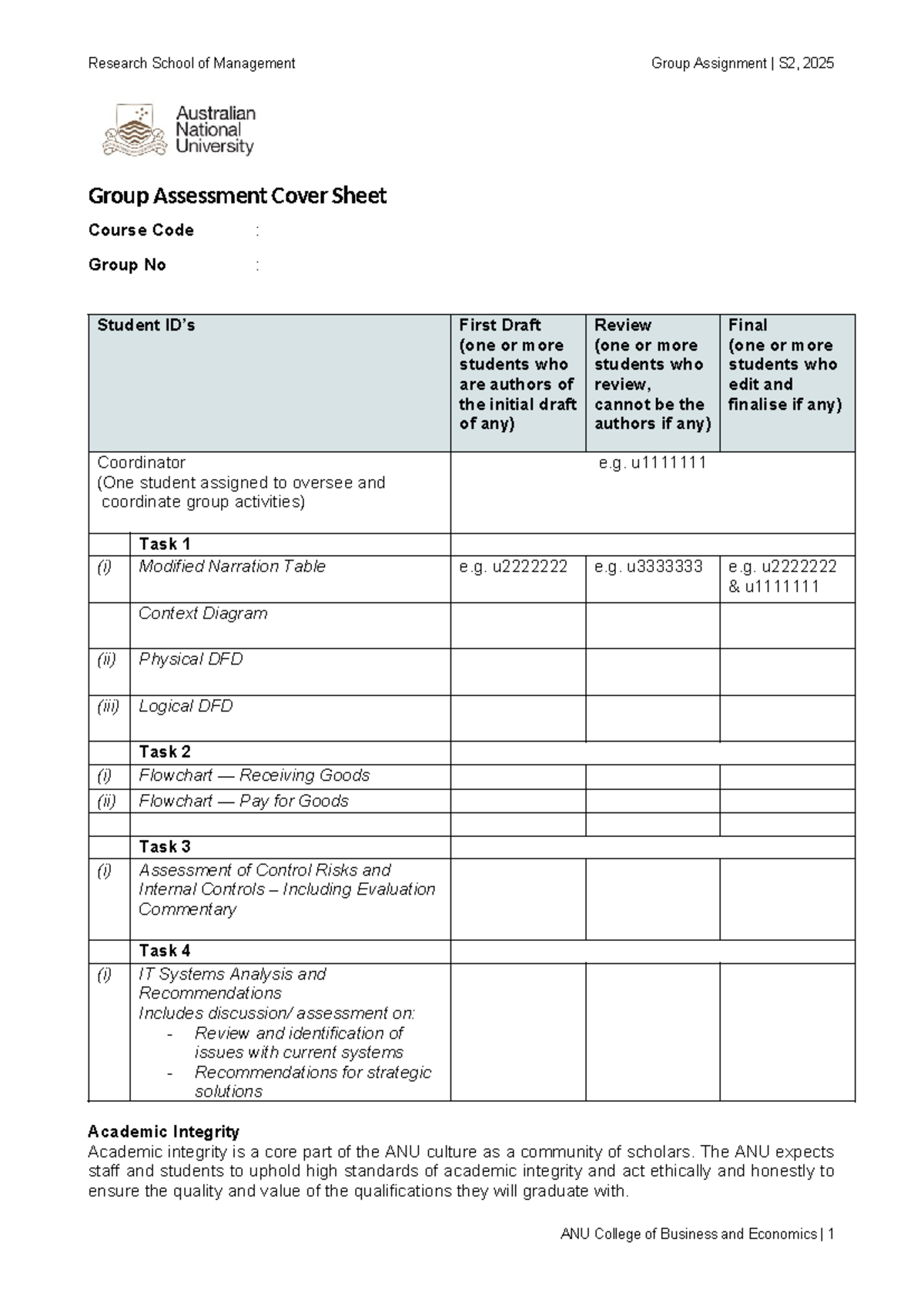 Group Assignment INFS2005 S2, 2025: Management Systems Analysis - Studocu