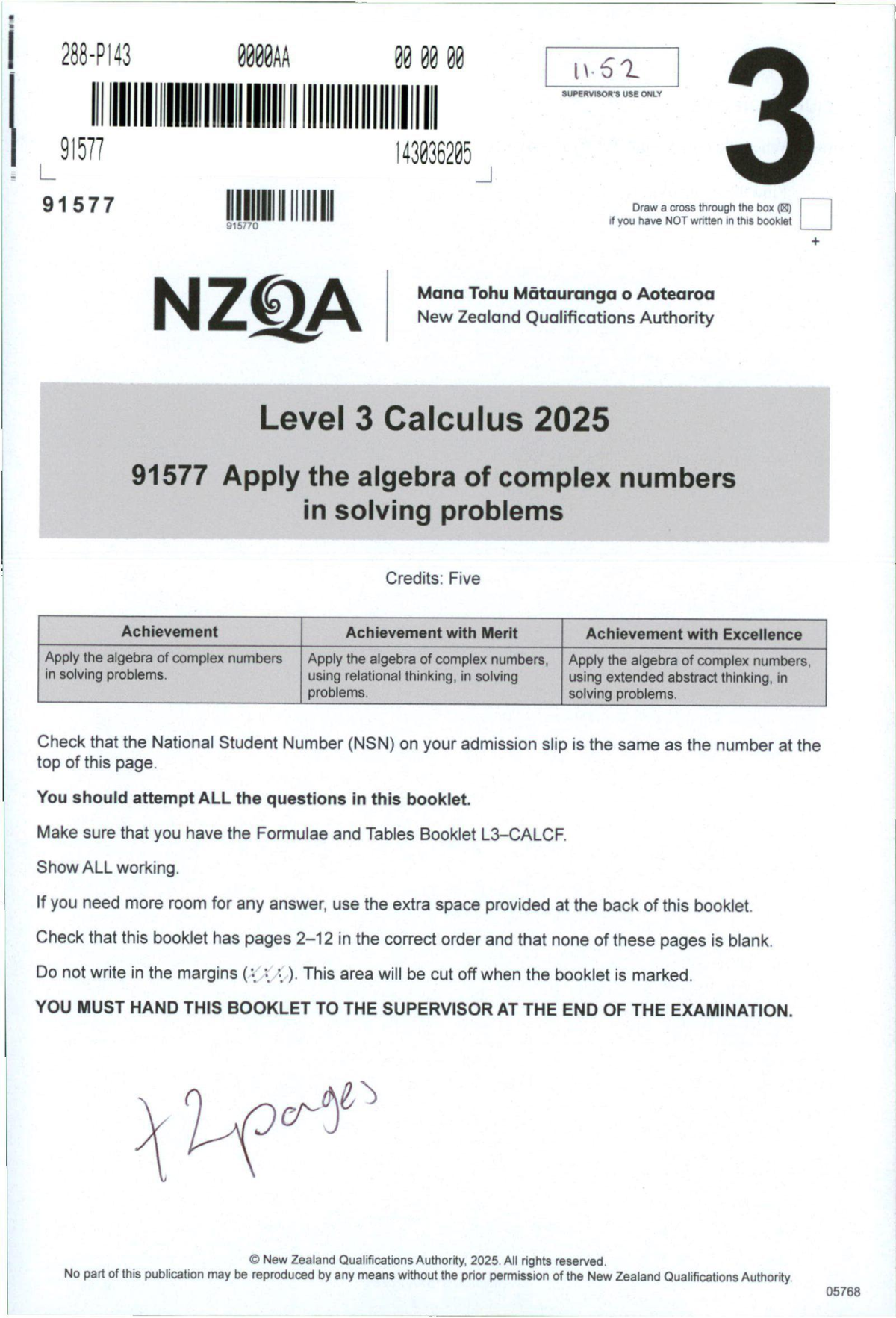 Complex Numbers - Excellence Achievement (AS91577 - 2025) - Studocu