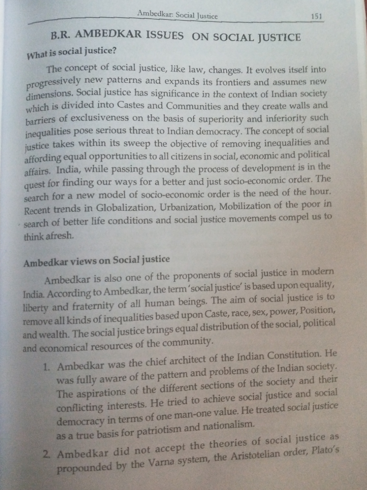 B.R Ambedkar On social justice - Indian Political Thought -2 - Studocu