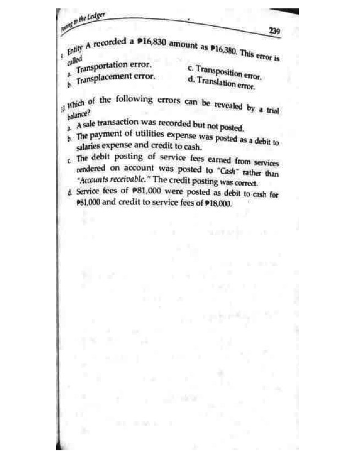 Chapter 7: Posting to the Ledger - Accounting Errors and Trial Balance ...