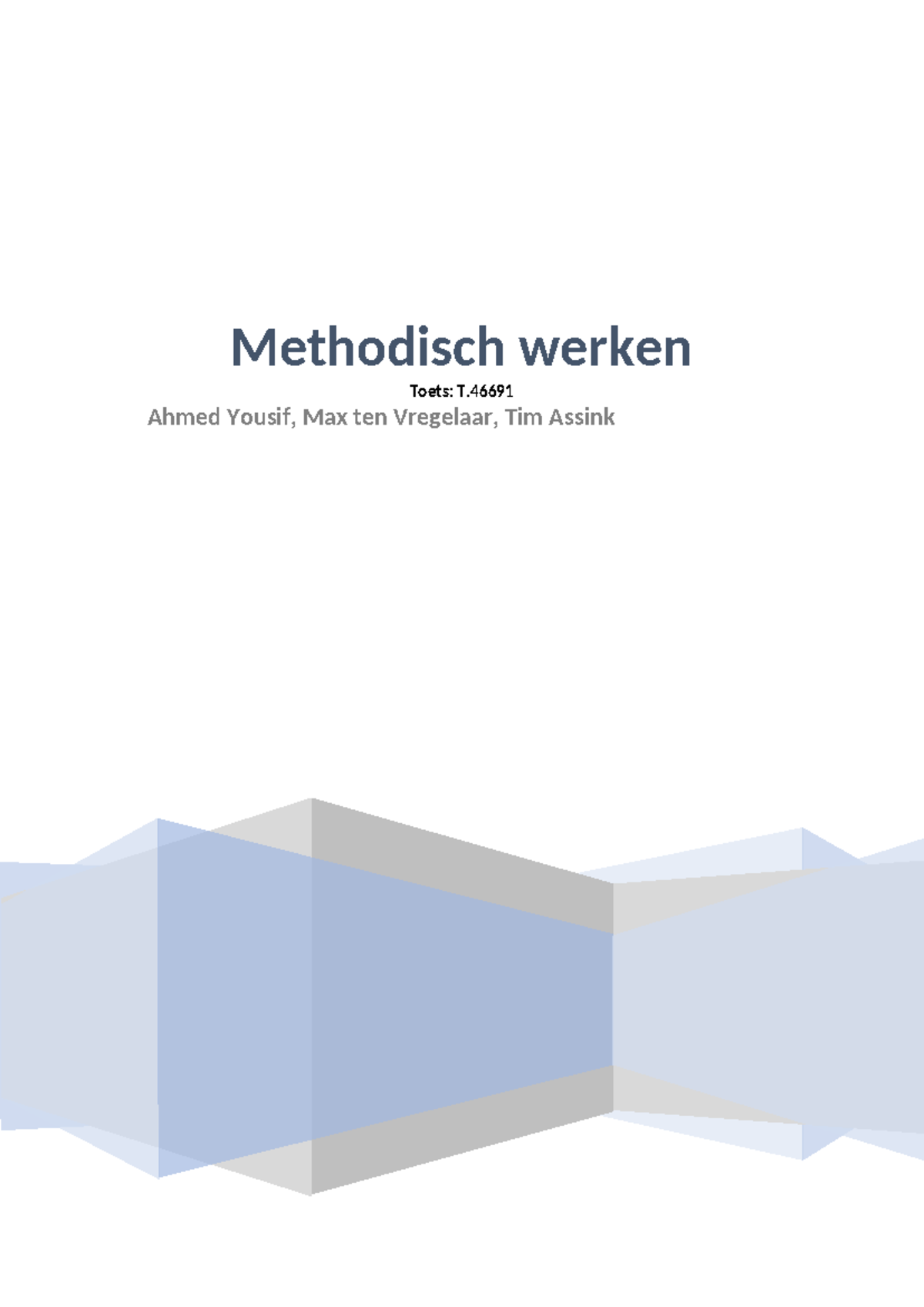 Verslag Methodisch Werken - Toets T: Hulpverleningsplanning en Analyse ...