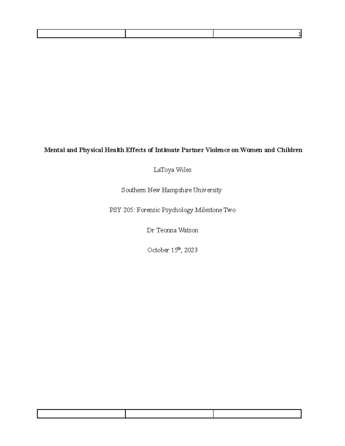 PSY 205 Final Project: Impact of Intimate Partner Violence on Health ...