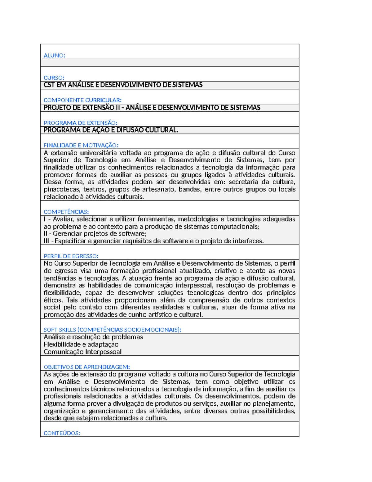 CST em Análise e Desenvolvimento de Sistemas: Projeto de Extensão II ...