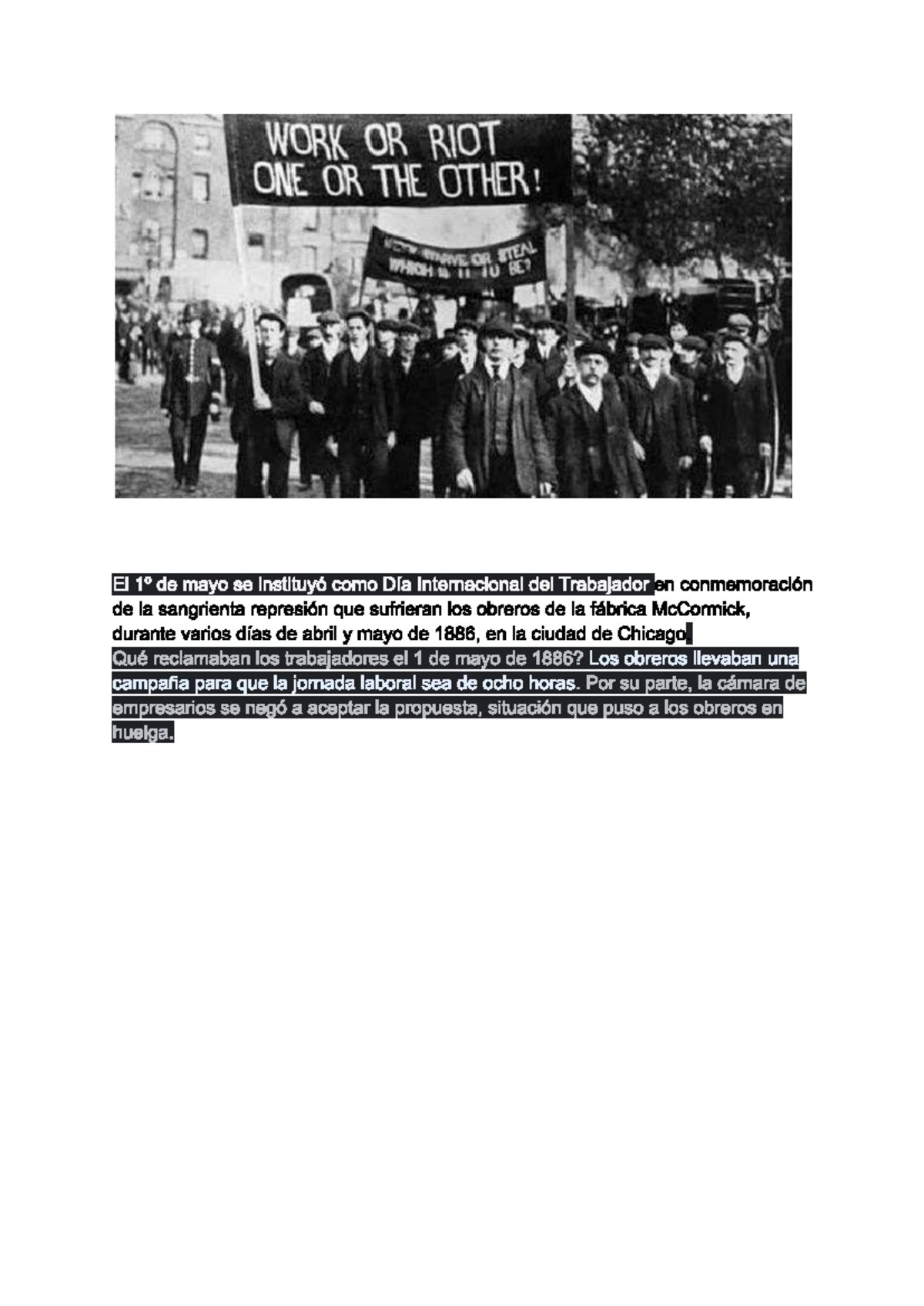 WORK OR RIOT: The 1886 Labor Movement and Its Impact (1938) - Studocu