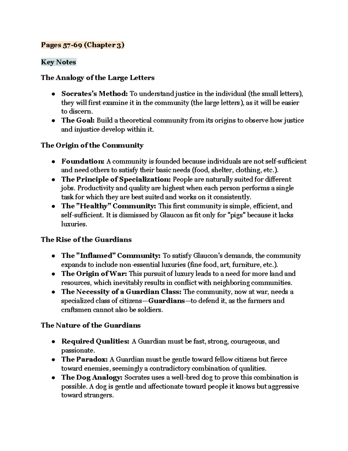 POSC285 Chapter Notes: Justice, Community, and Governance in Plato's ...
