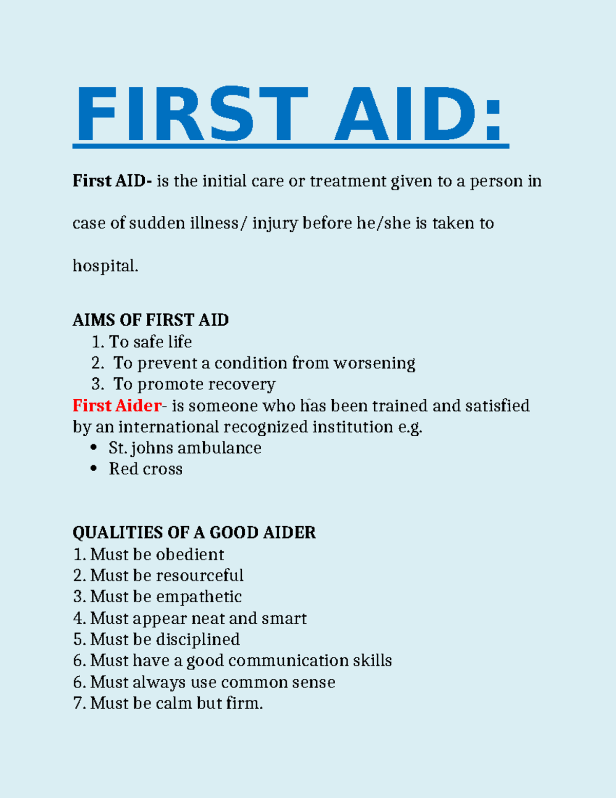 First aid: Essential techniques and management for emergencies ENR IQUE ...
