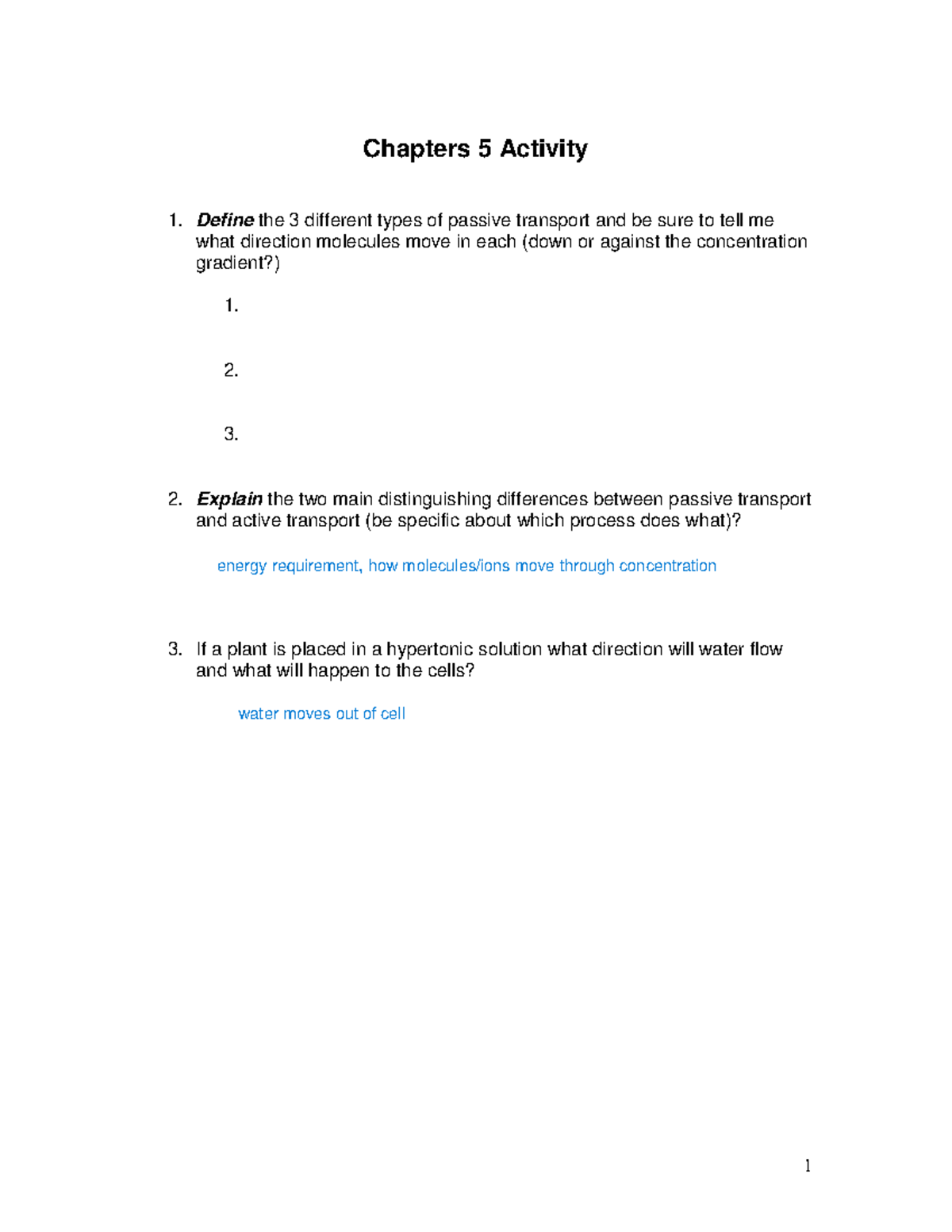 Chapters 5 Activity - its practice - BSC 1010C - 1 Chapters 5 Activity ...