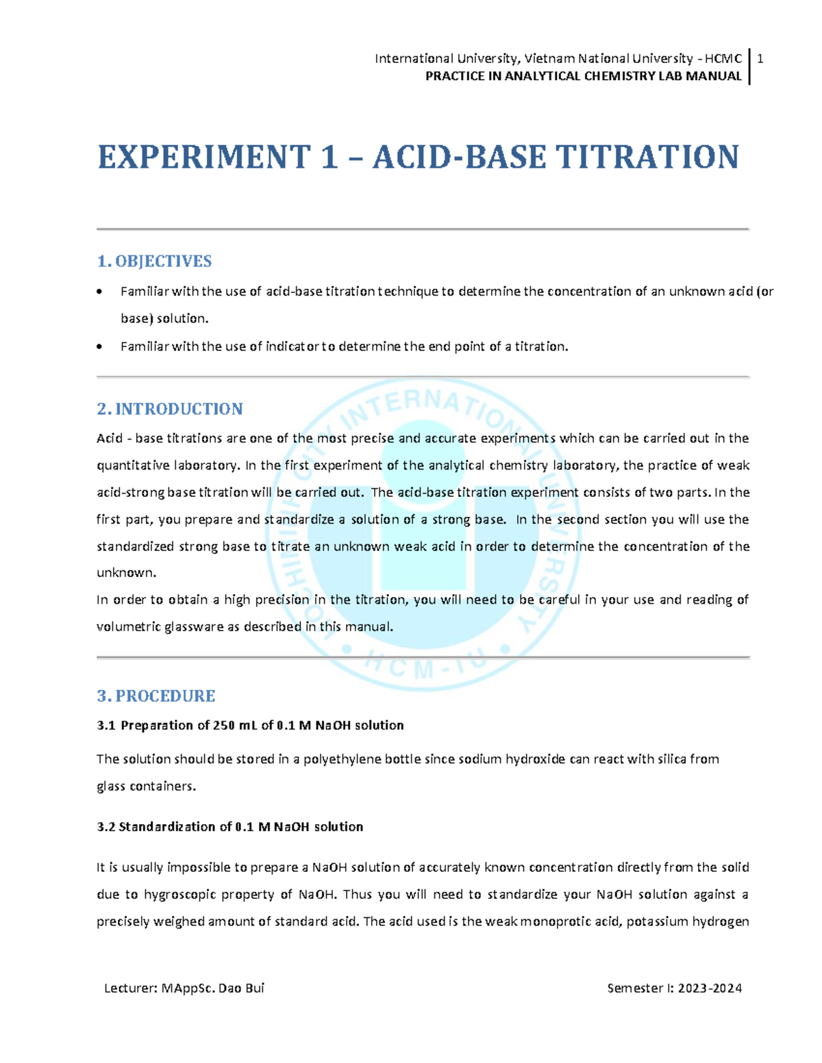 Lab Manual: Practice in Analytical Chemistry (IUCHEM 101) - Titration ...