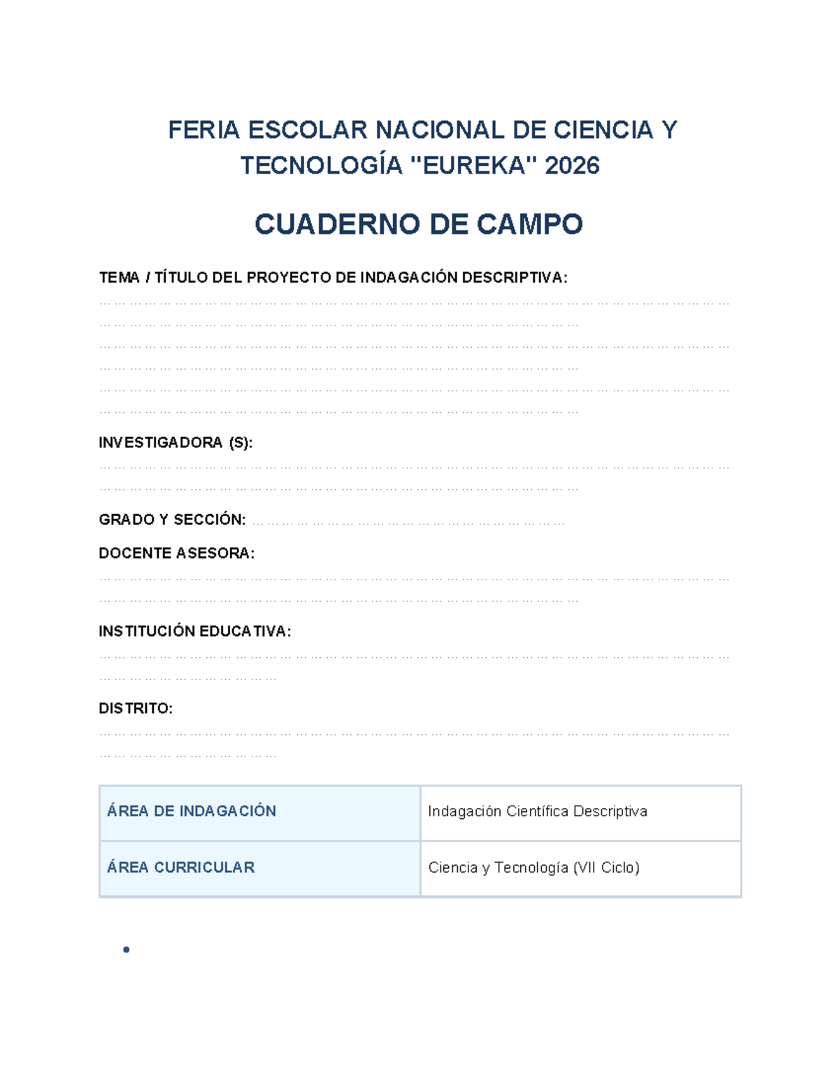 Cuaderno de Campo - Indagación Descriptiva 2026 (Ciencia y Tecnología) - Document Preview