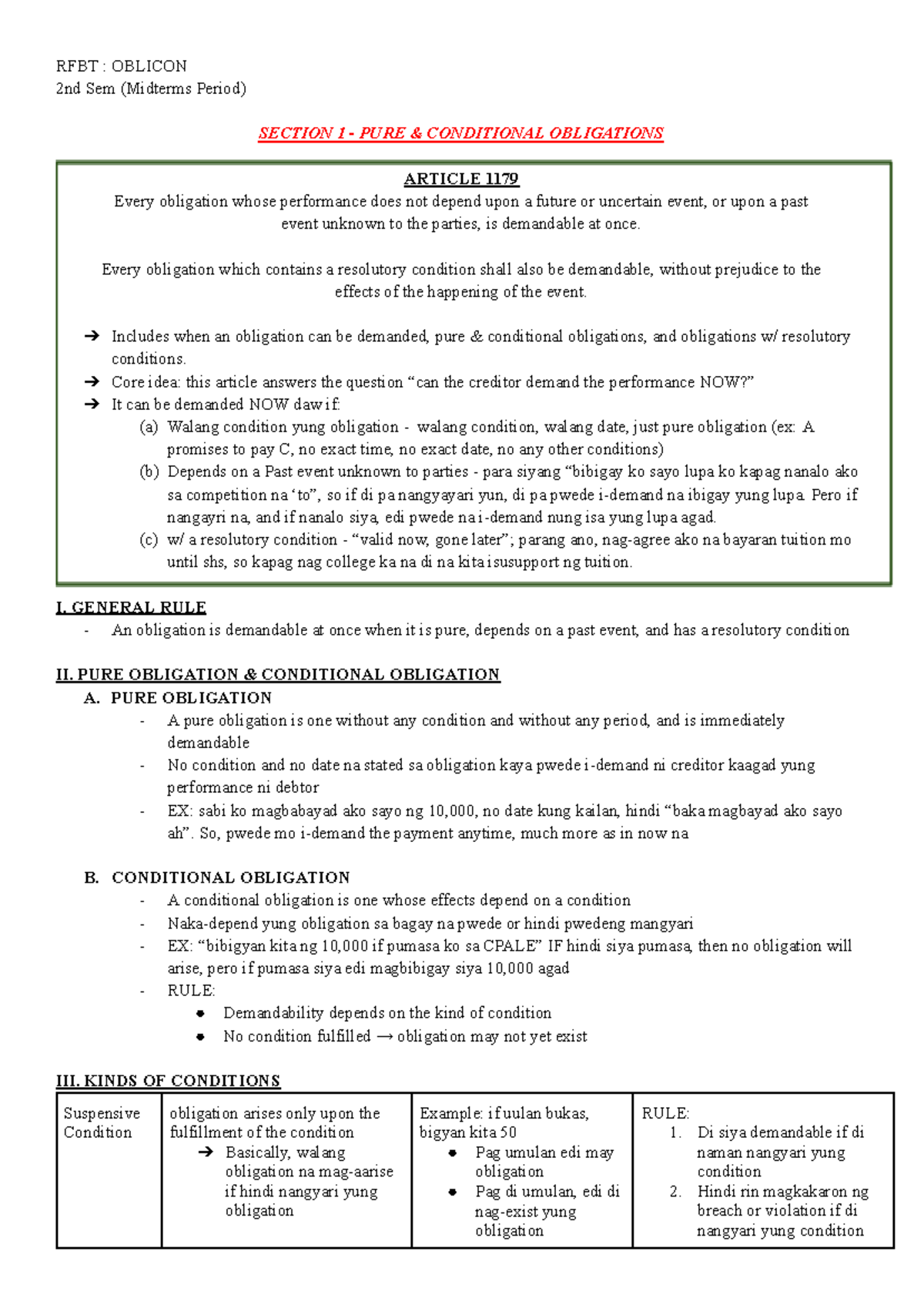 RFBT: OBLICON 2nd Sem (Midterms) Chapter 3 - Pure Conditional ...