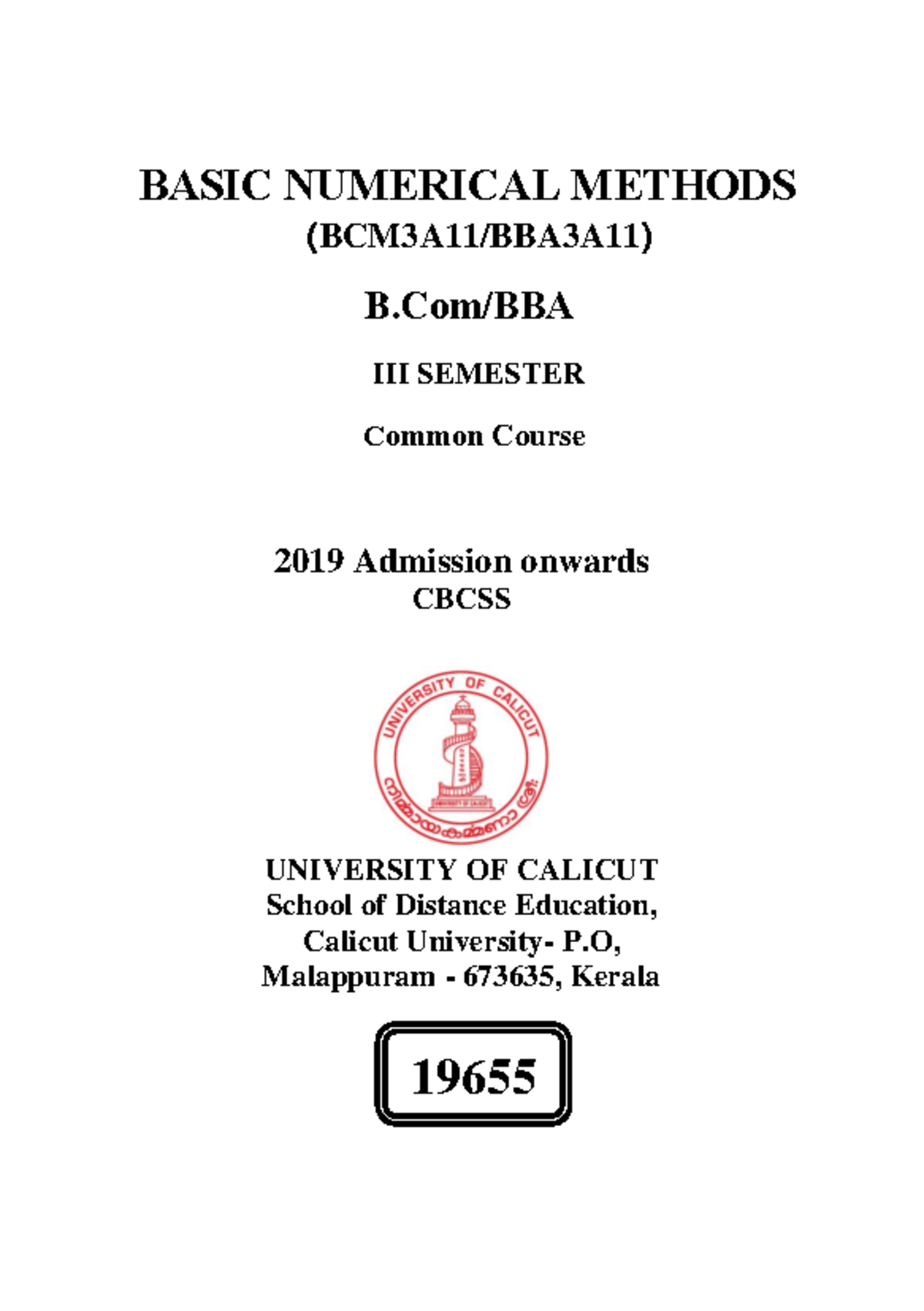 SLM-BCM3A11 Basic Numerical Methods Study Material (2019 Admission ...