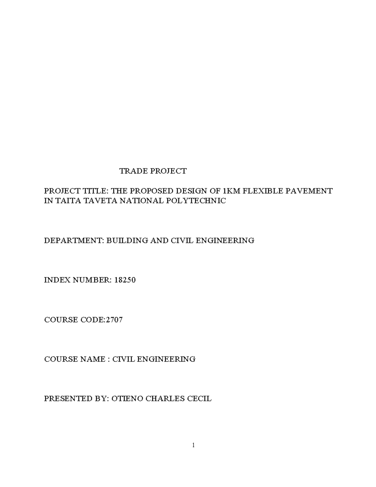 Civil Engineering Project: Design of 1km Flexible Pavement (2707) - Studocu