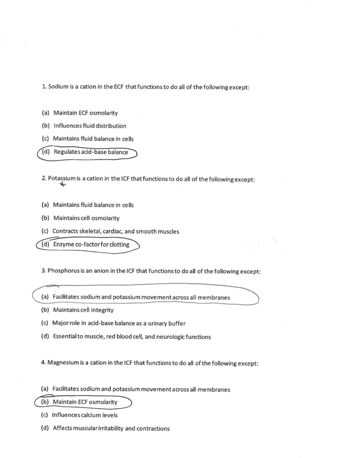 EGBD Intake Class Work: Key Concepts in Electrolyte Balance - Studocu