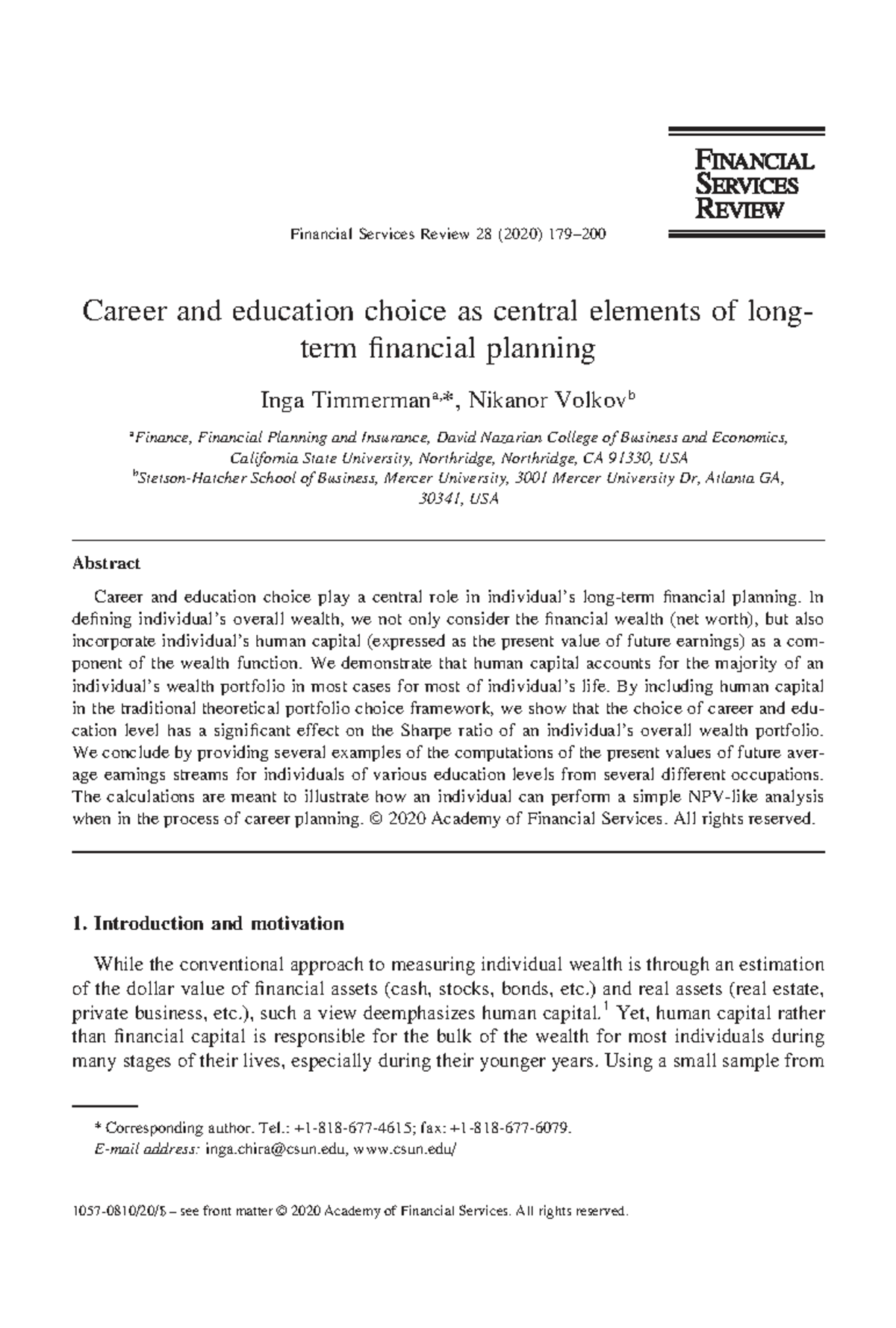 Financial Planning Insights: Career & Education Choices in Wealth ...