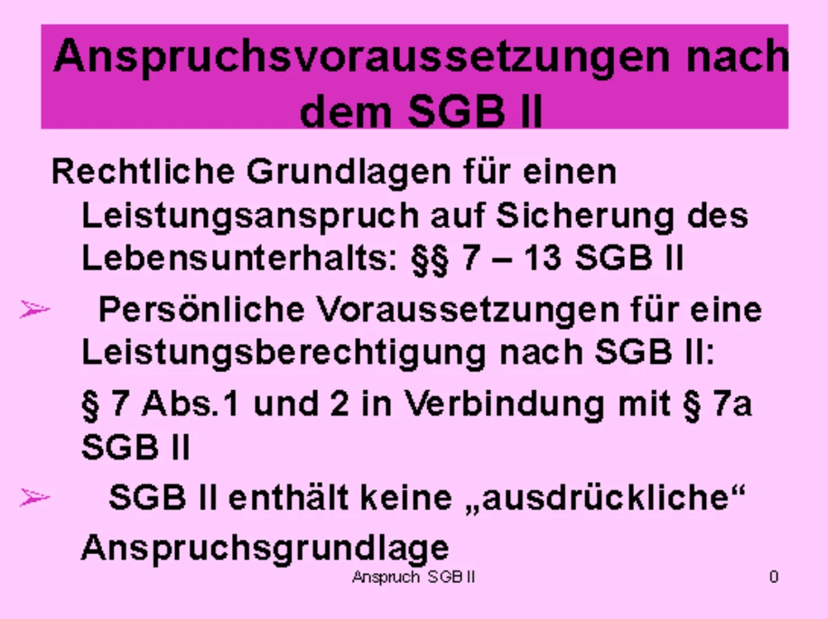 Prüfungsschema SGB II/12 - Anspruch auf Sozialleistungen im Überblick ...